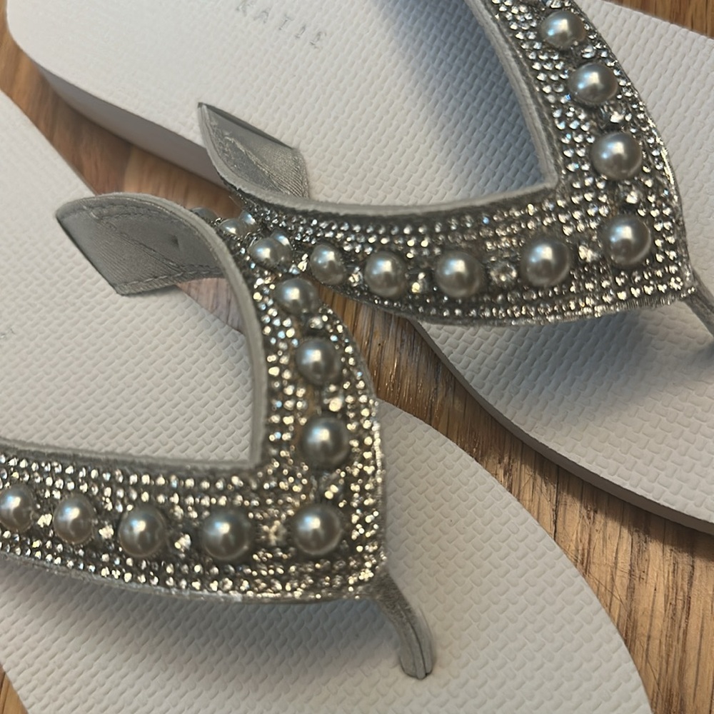 White Jeweled Flip Flops - Picture 5 of 5